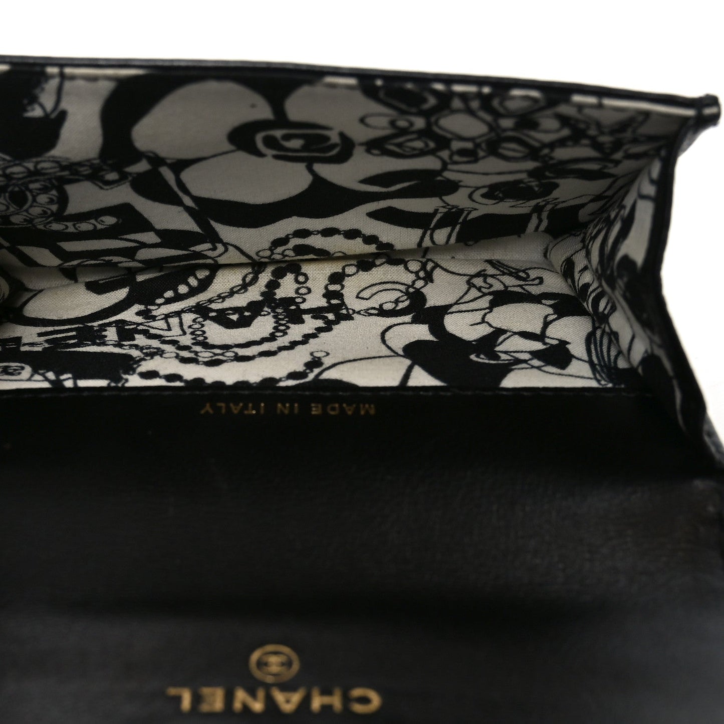 Lambskin Quilted Flap Card Holder Black