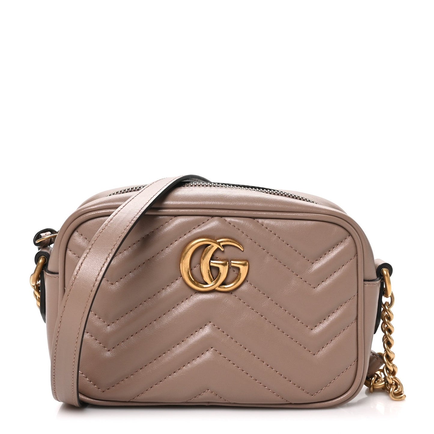 Calfskin Matelasse Mini GG Marmont Chain Shoulder Bag Porcelain Rose