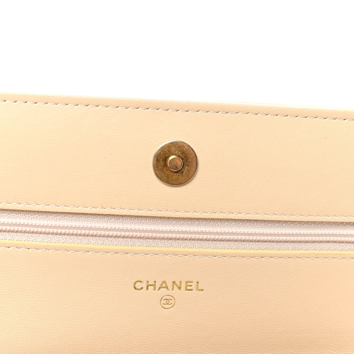 Lambskin Quilted Chanel 19 Wallet On Chain WOC Beige