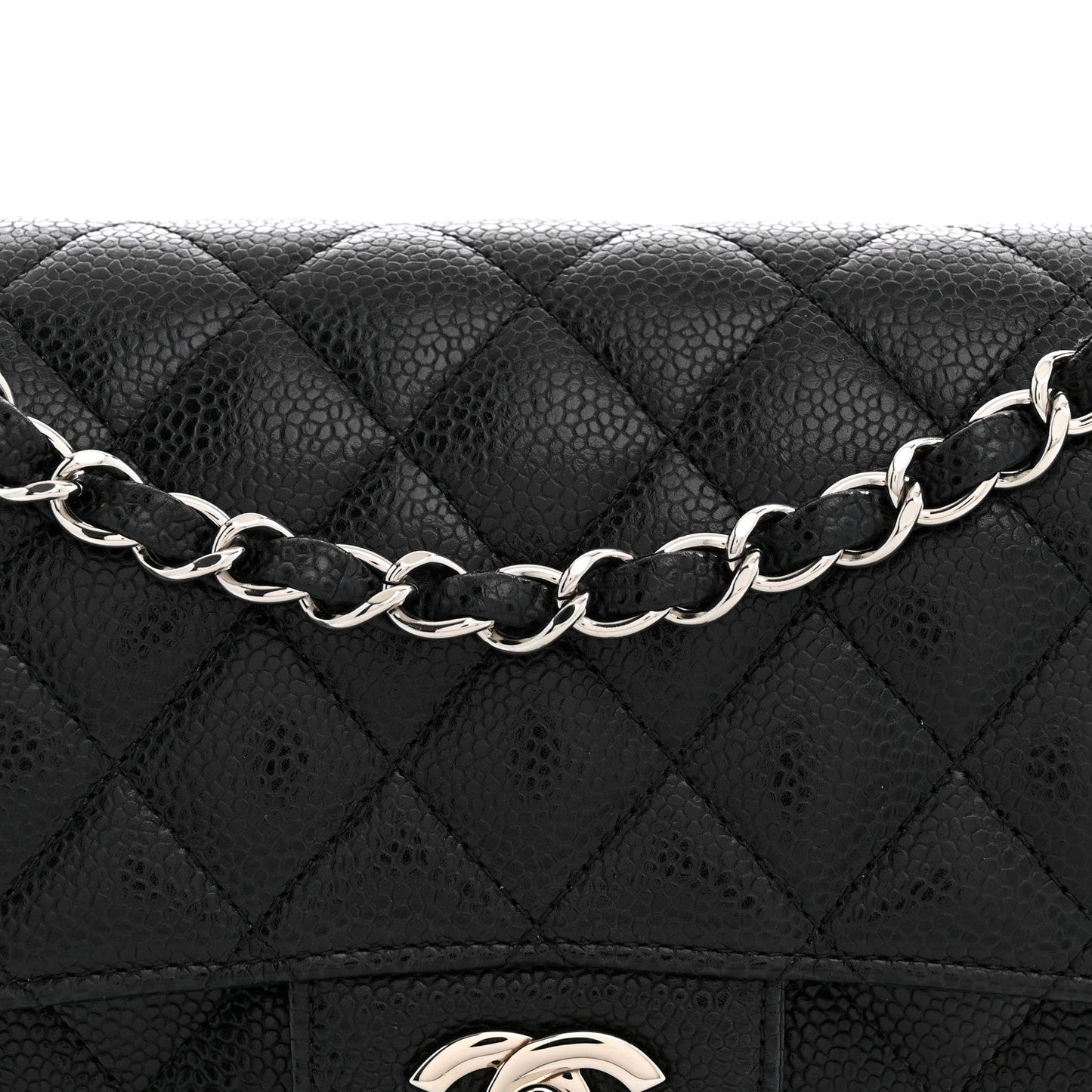 Caviar Quilted Small Double Flap Black
