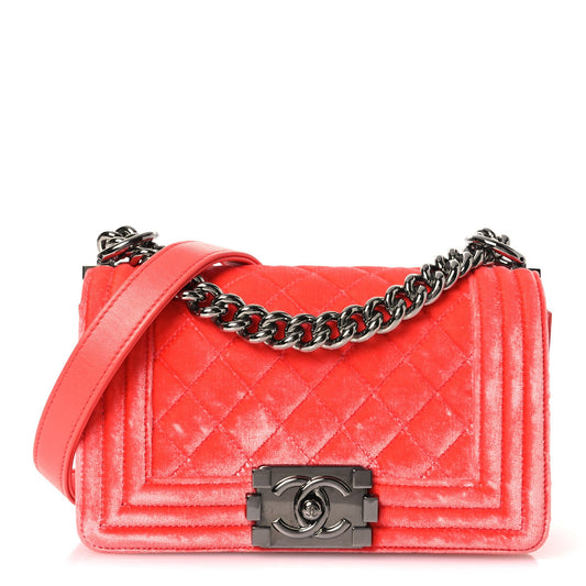 Velvet Quilted Small Boy Flap Coral
