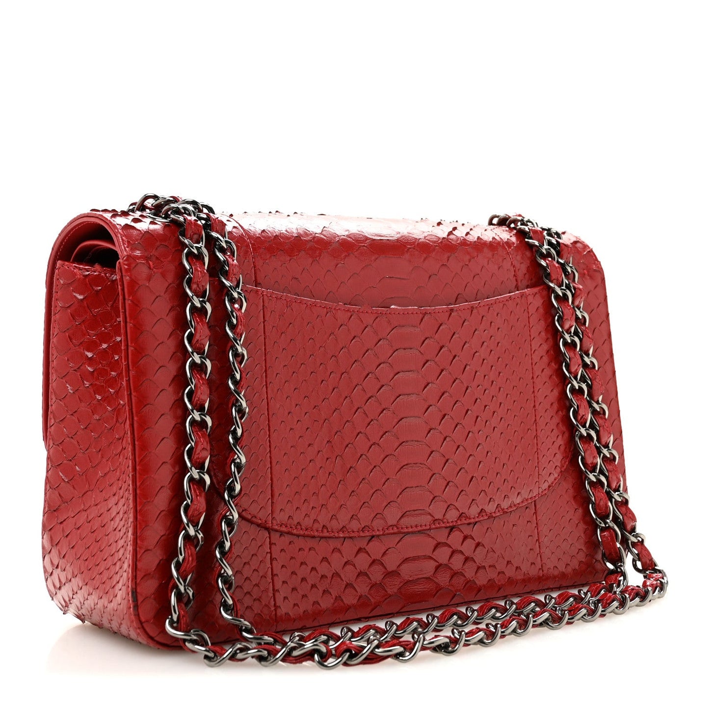 Snakeskin Jumbo Double Flap Red