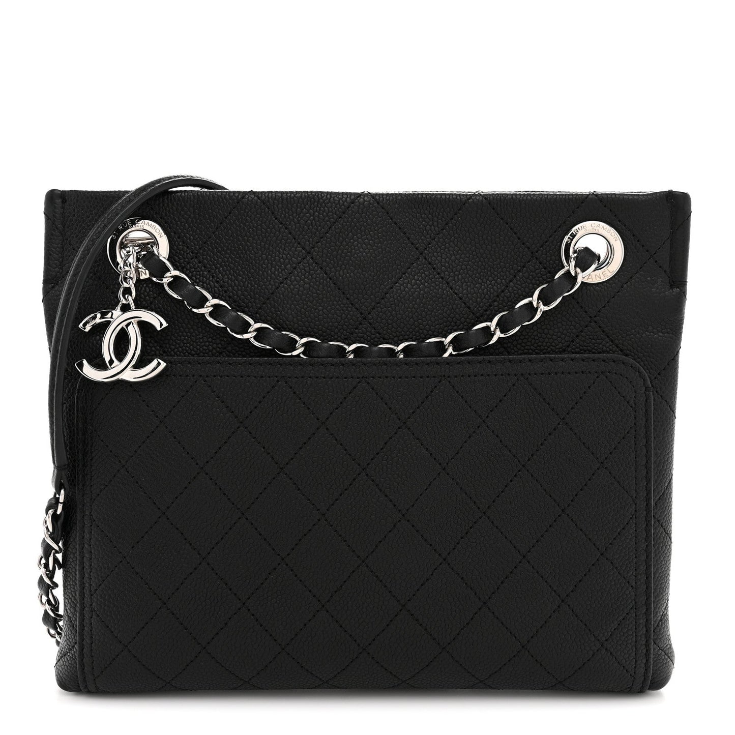 Caviar Stitched Small CC Pocket Shoulder Black