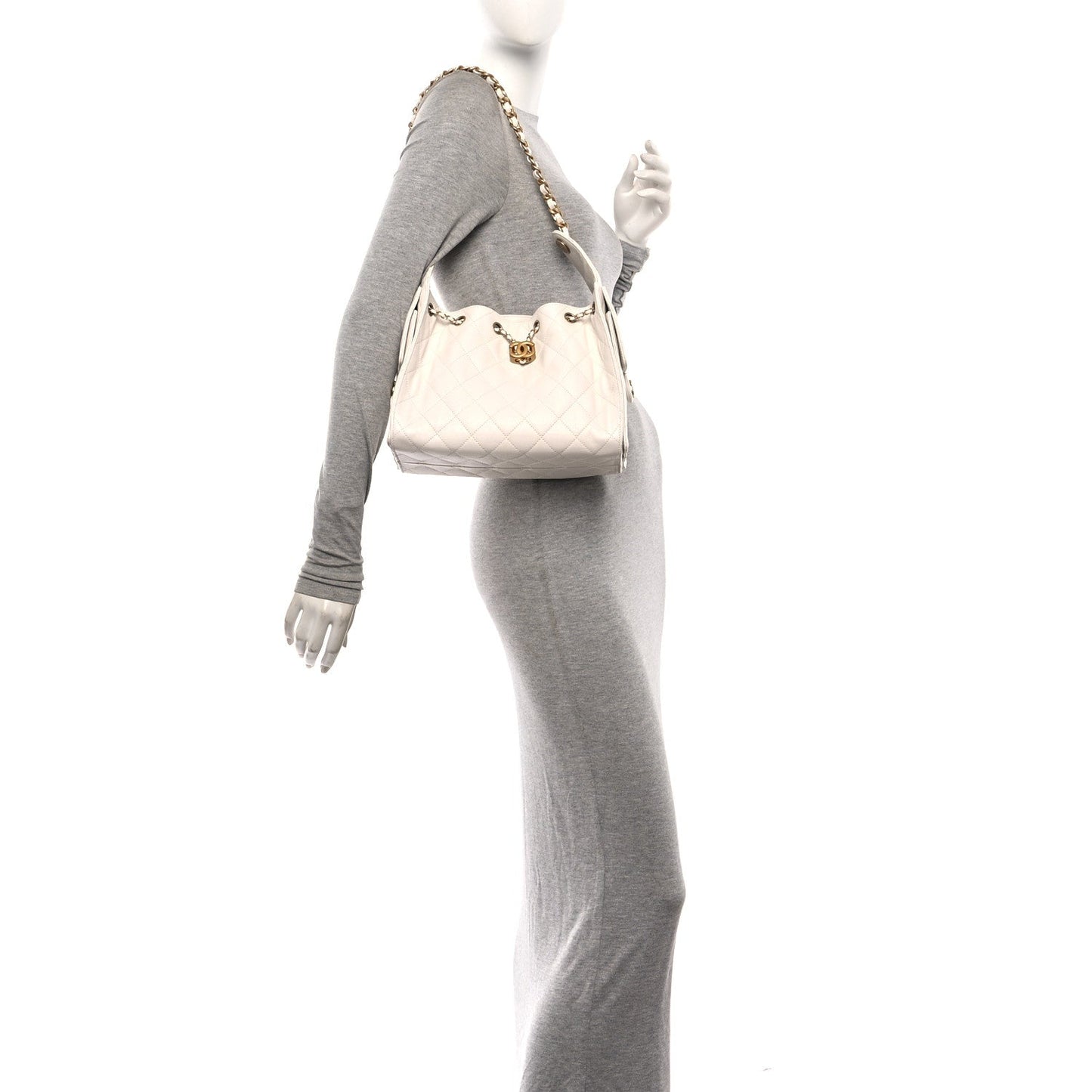 Caviar Quilted Small Chanel 25 Handbag White