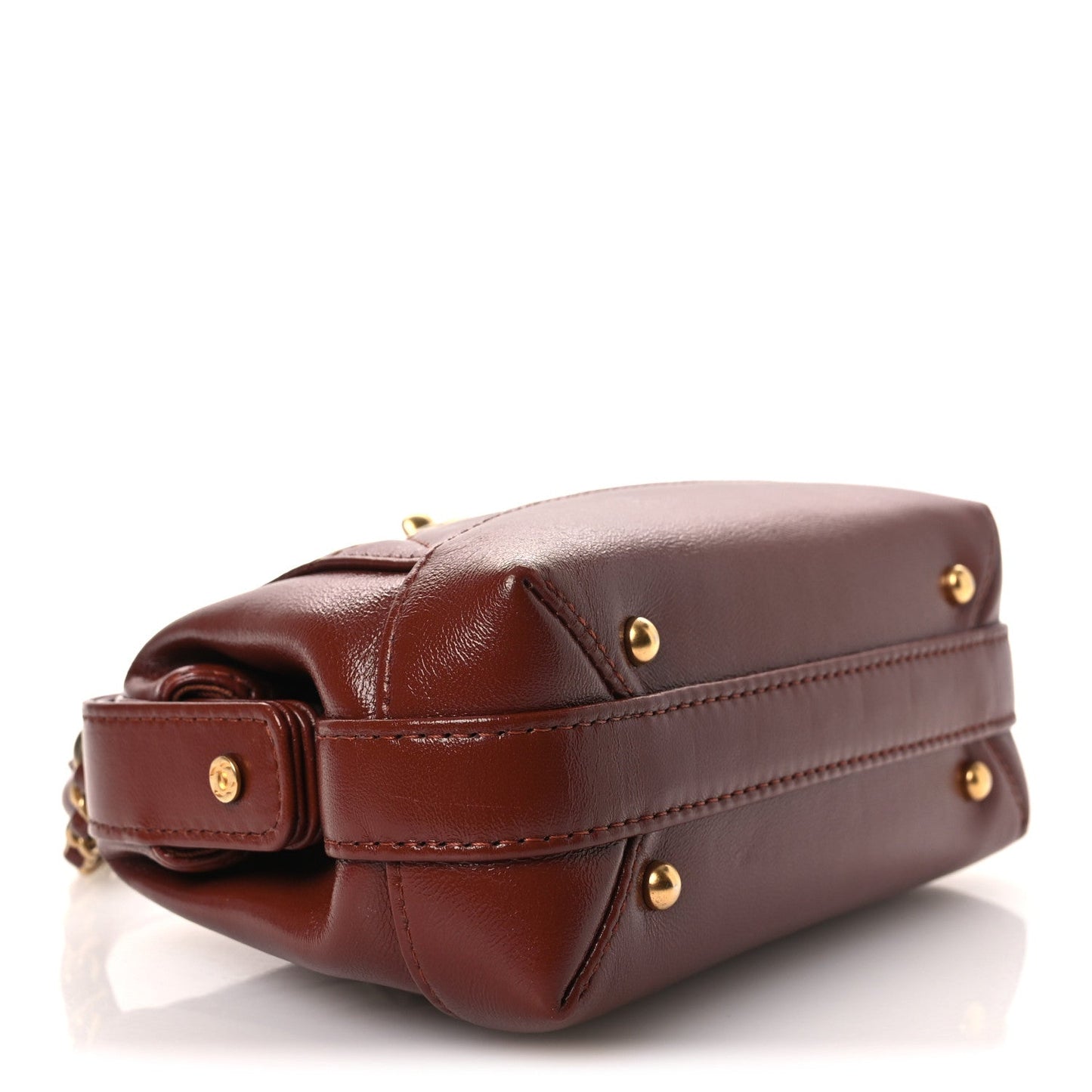 Shiny Lambskin Quilted Mini Cocodoc Top Handle Bag Brown