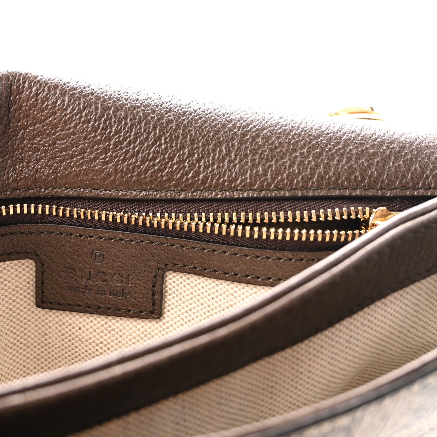GG Supreme Monogram Textured Dollar Calfskin Web Medium Blondie Top Handle Shoulder Flap Bag Beige Ebony New Acero