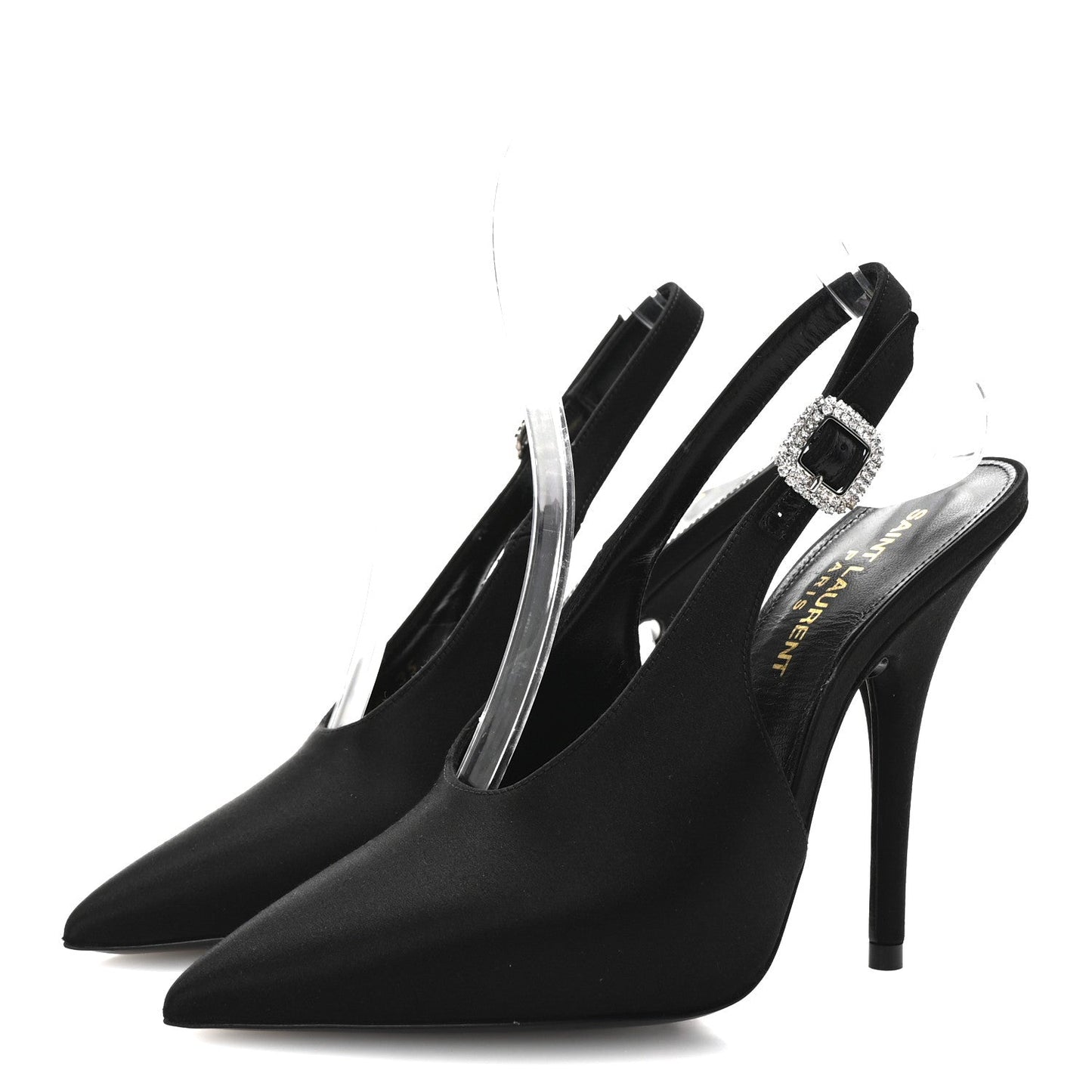 Silk Satin Yasmeen 115 Slingback Pumps 35 Black