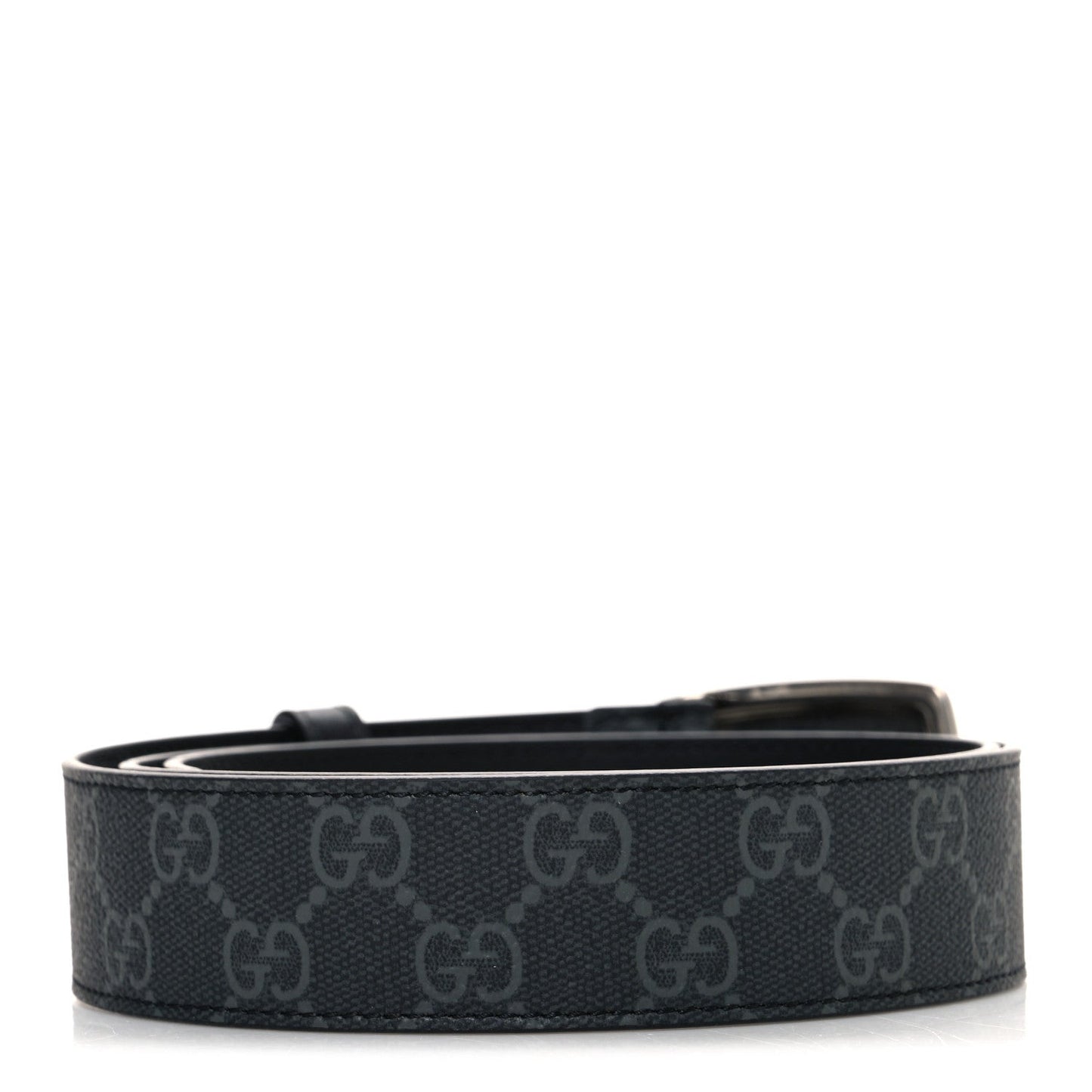 GG Supreme Monogram Plaque Buckle Belt 90 36 Black