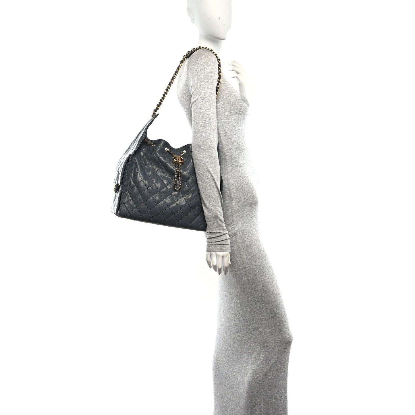 Caviar Quilted Medium Chanel 25 Handbag Dark Grey