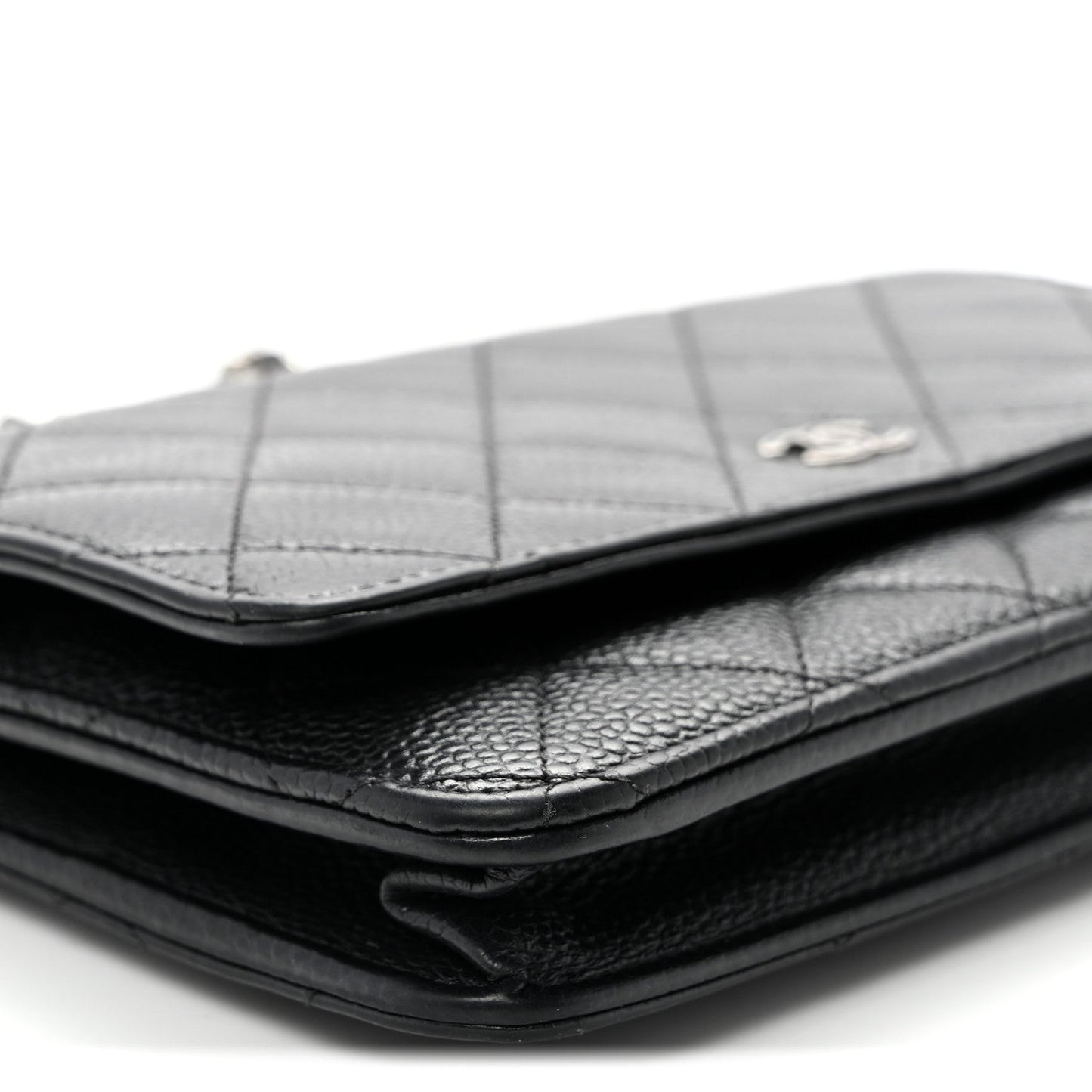 Caviar Quilted Wallet on Chain WOC Black