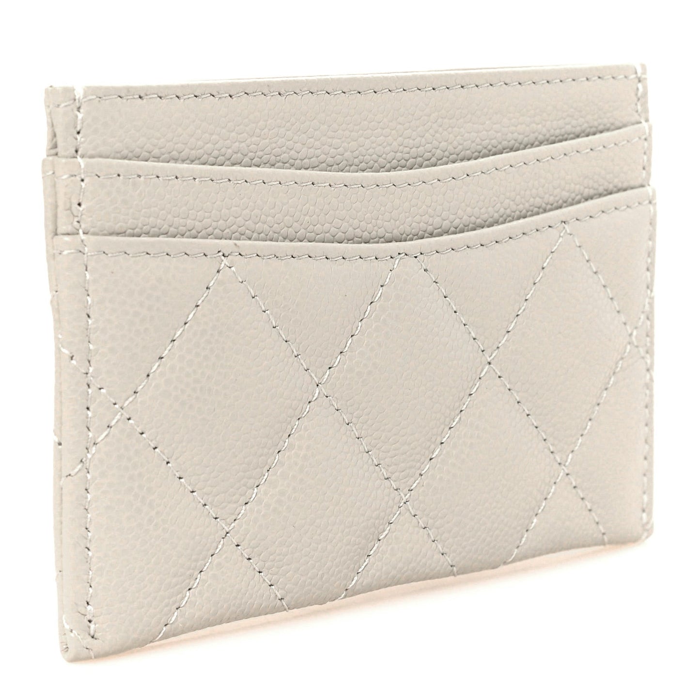 Caviar Quilted Card Holder Grey