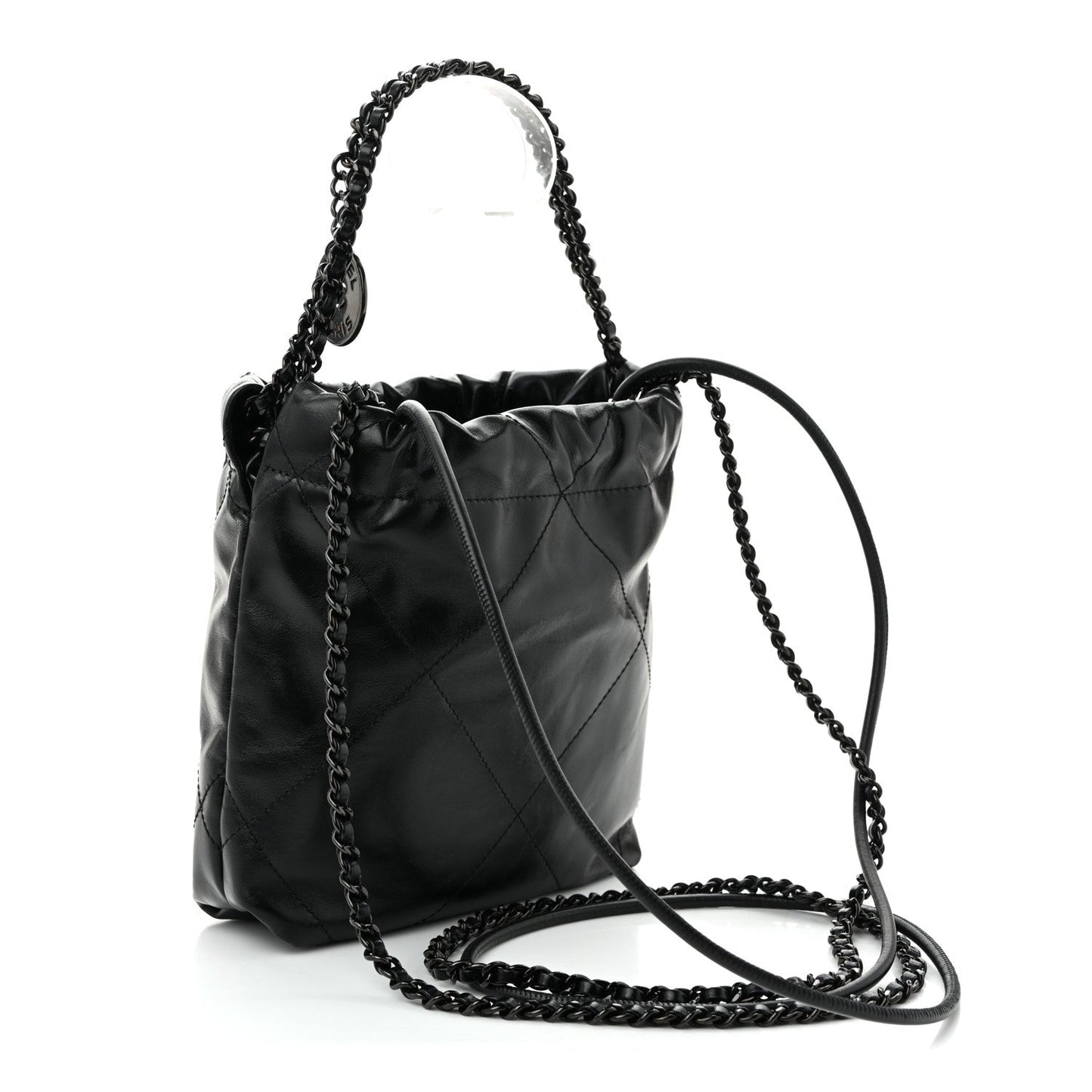 Shiny Calfskin Quilted Mini Chanel 22 So Black