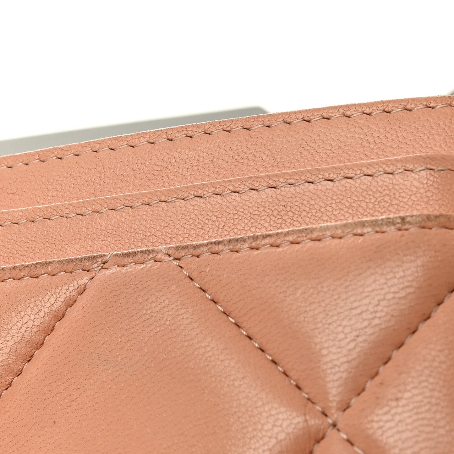 Lambskin Quilted 19 Card Holder Beige