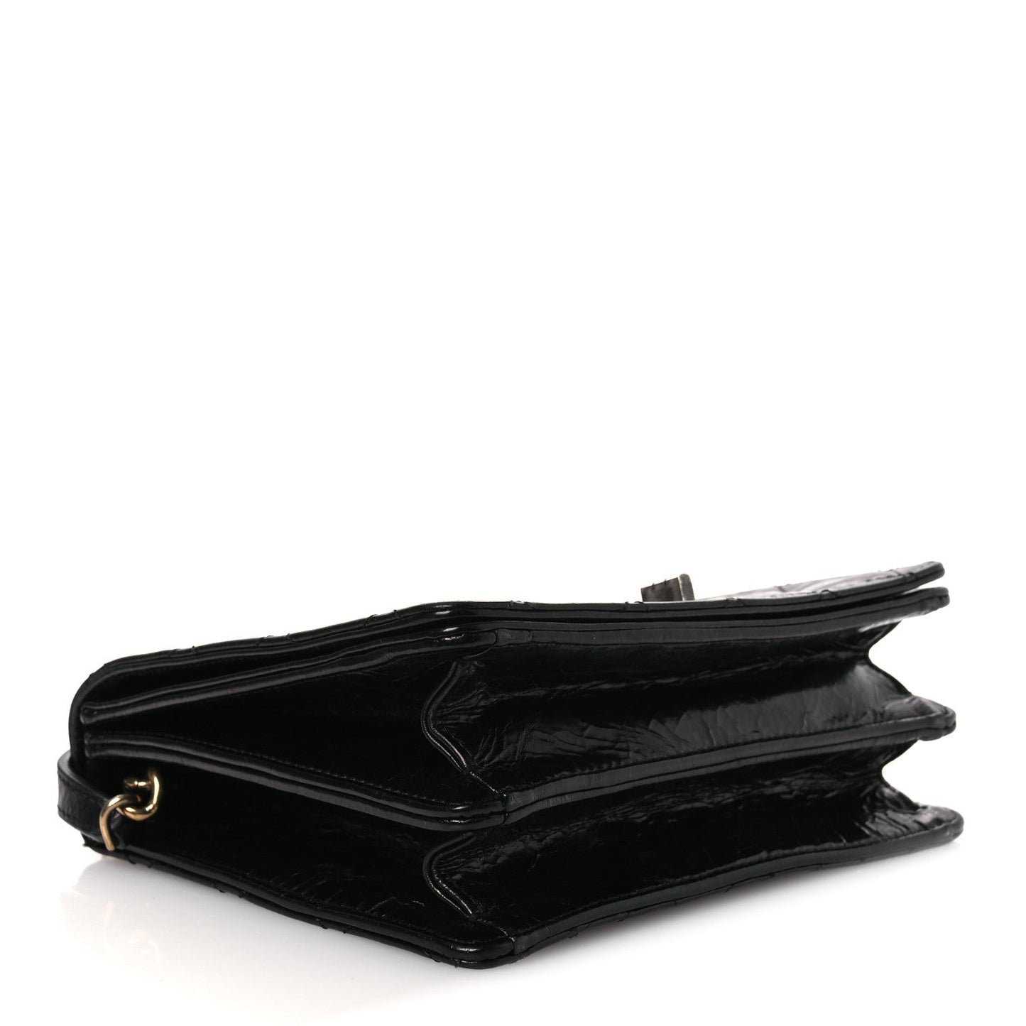 Glazed Calfskin Quilted Rita Top Handle Flap Black