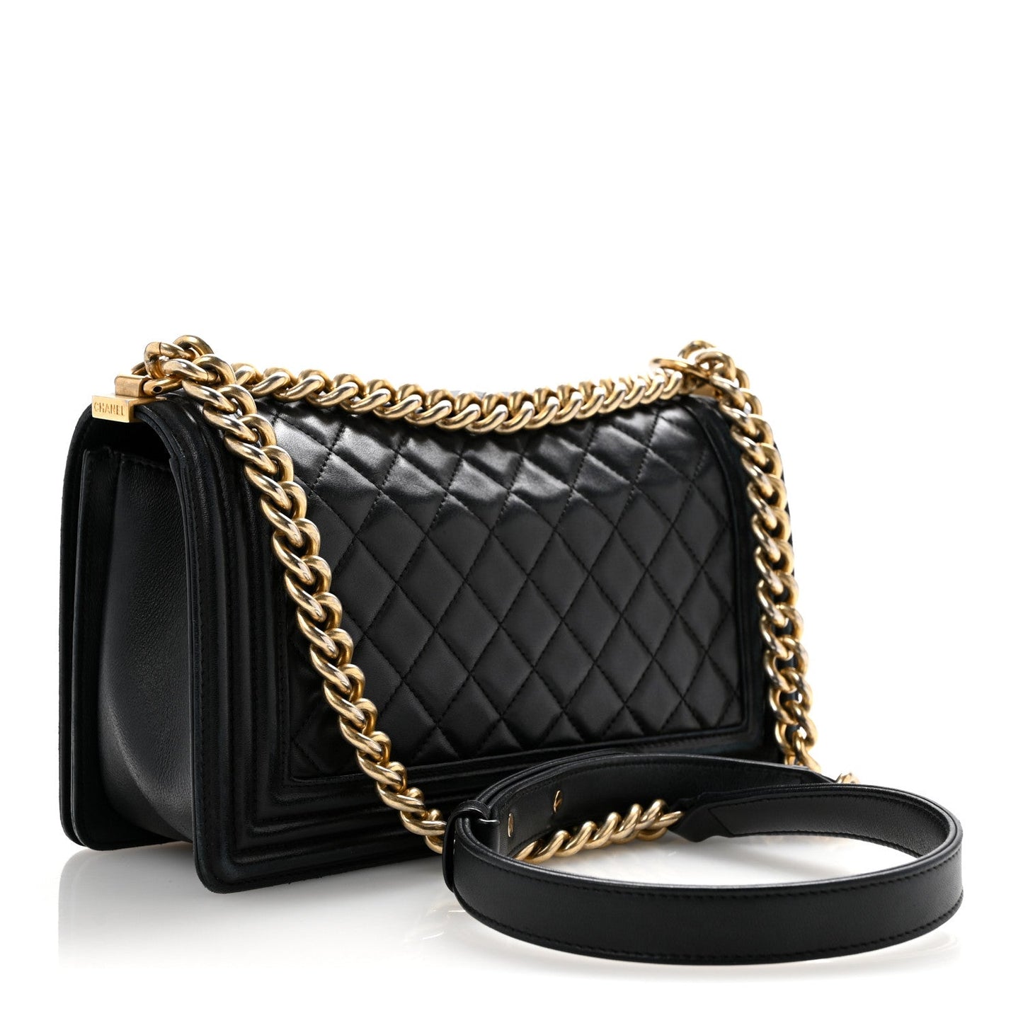 Lambskin Quilted Medium Boy Flap Black