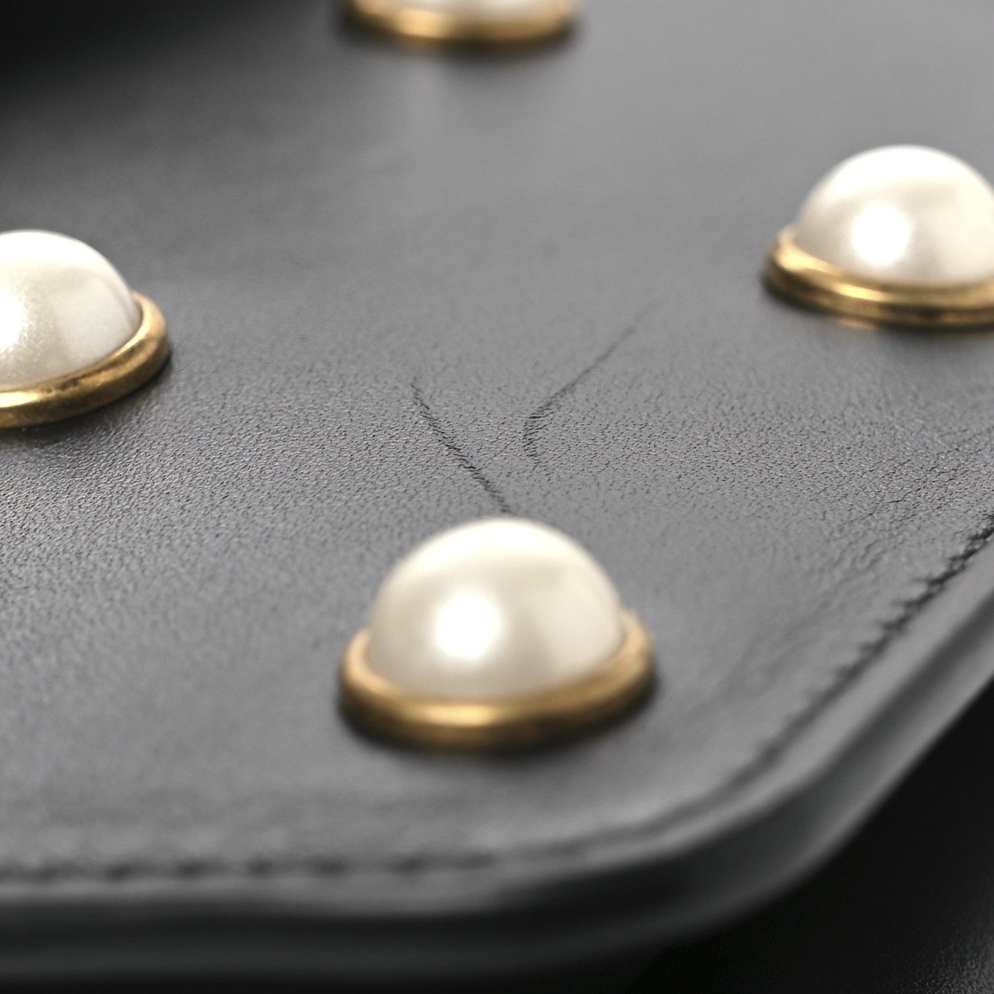 Nappa Pearl Studded Mini Queen Margaret Broadway Shoulder Bag Black