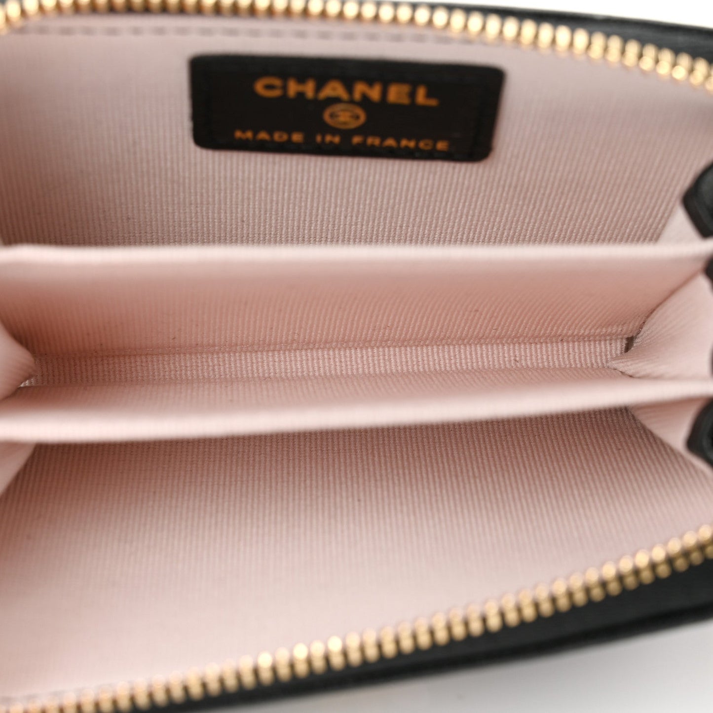 Grained Goatskin CC Apple Zip Coin Purse Black