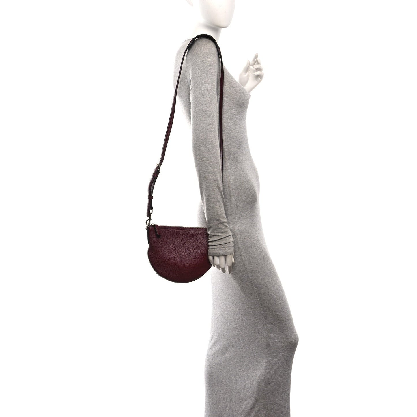 Pebbled Calfskin Mini B Shoudler Bag Burgundy