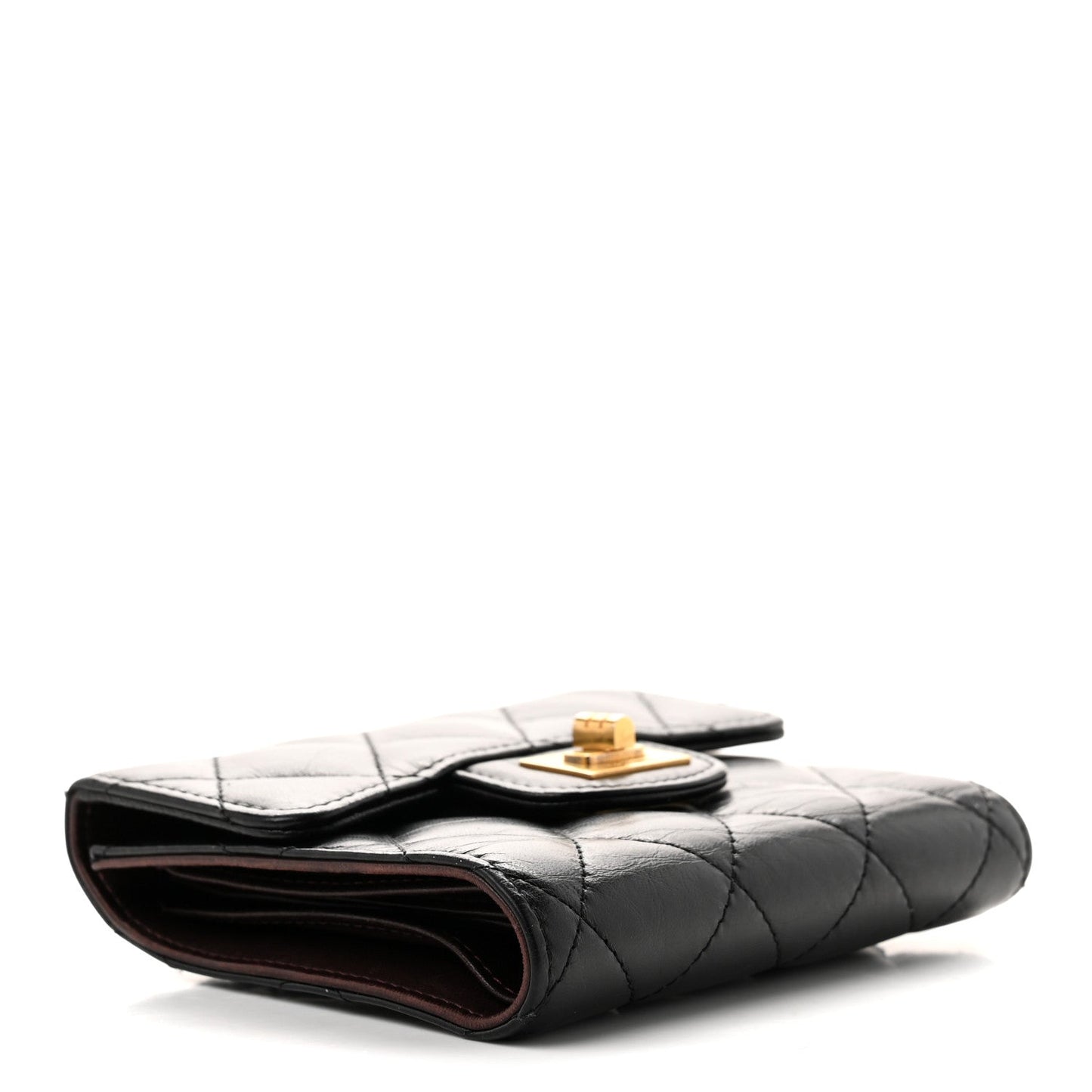 Aged Calfskin Quilted Reissue Compact Wallet Black