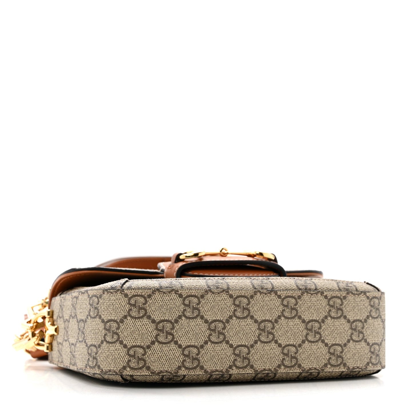 X DANS LE VERT Textured Dollar Calfskin GG Supreme Monogram Web Mini Horsebit 1955 Shoulder Bag Dusty Azure Beige Ebony