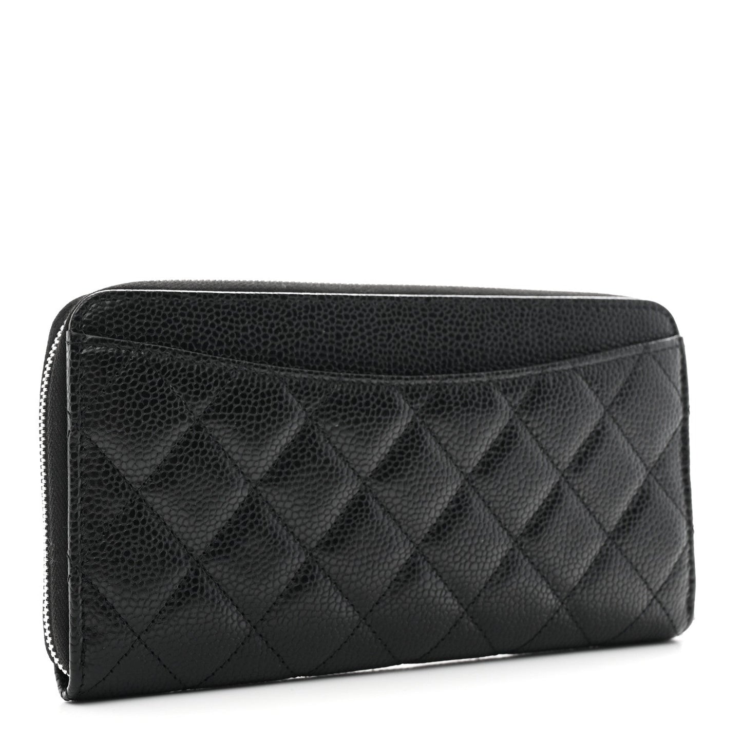 Caviar Quilted Large Gusset Zip Around Wallet Black