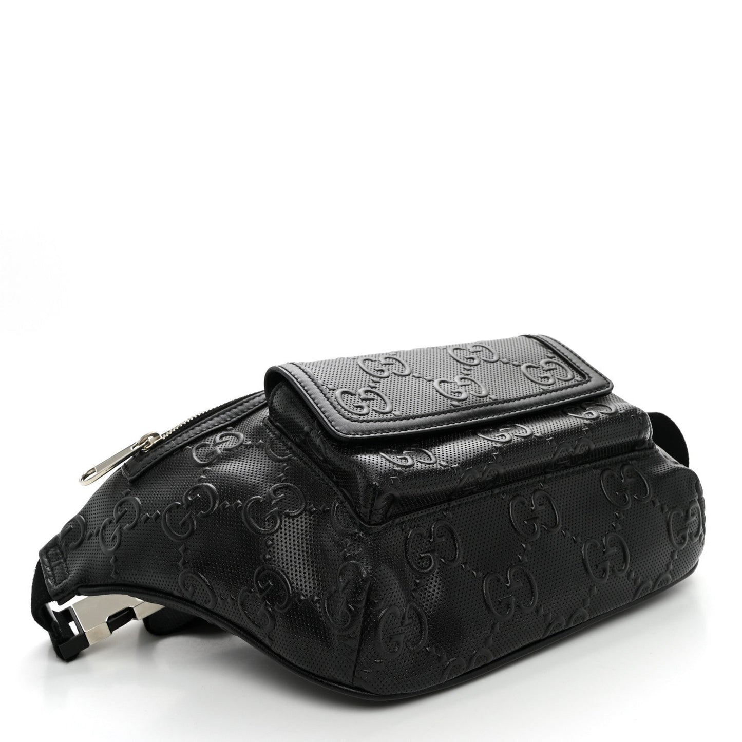 Calfskin GG Tennis Embossed Pocket Belt Bag Black