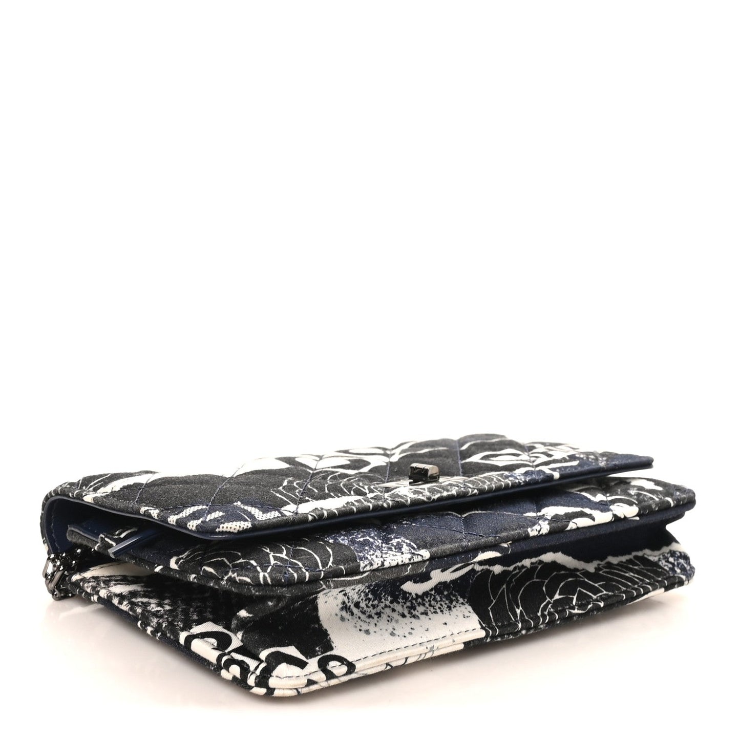 Canvas Printed Quilted 2.55 Reissue Wallet On Chain WOC White Black Navy Blue
