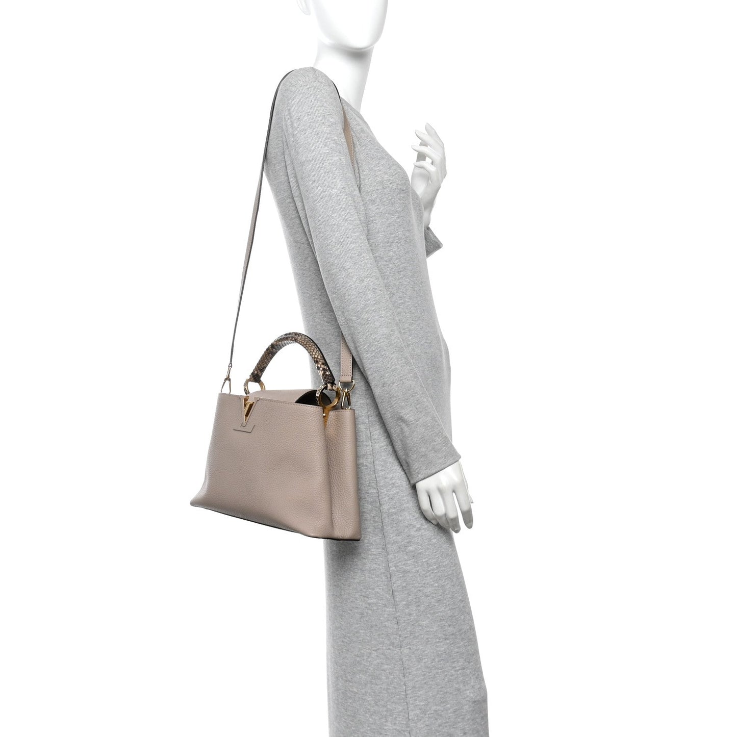 Taurillon Snakeskin Capucines PM Galet
