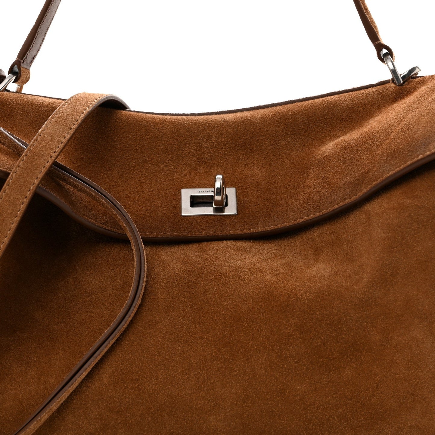 Waxed Suede Calfskin Medium Rodeo Top Handle Handbag Camel