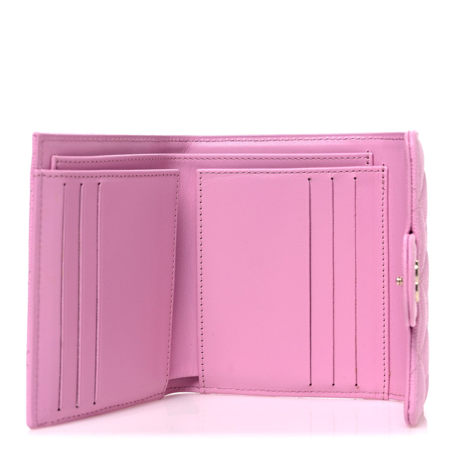 Caviar Quilted Compact Flap Wallet Light Pink Light Pink