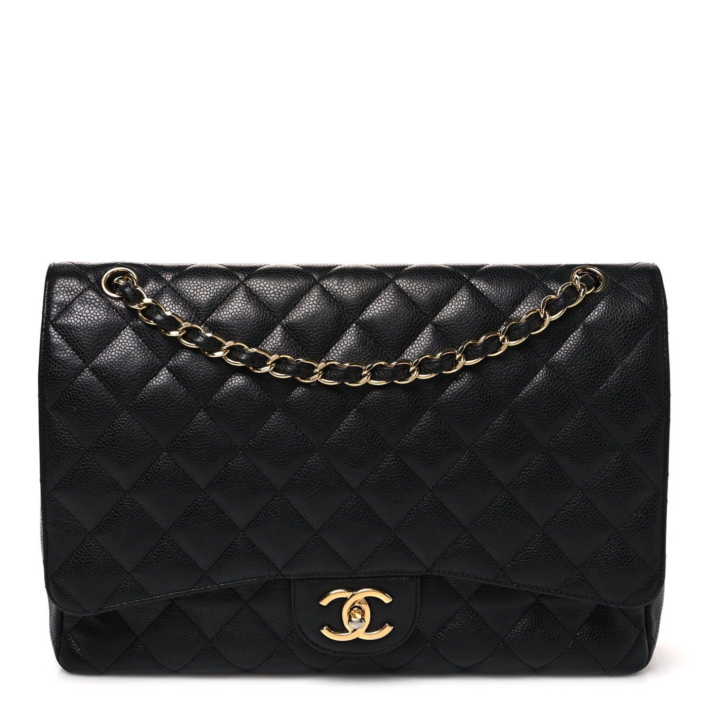 Caviar Quilted Maxi Double Flap Black
