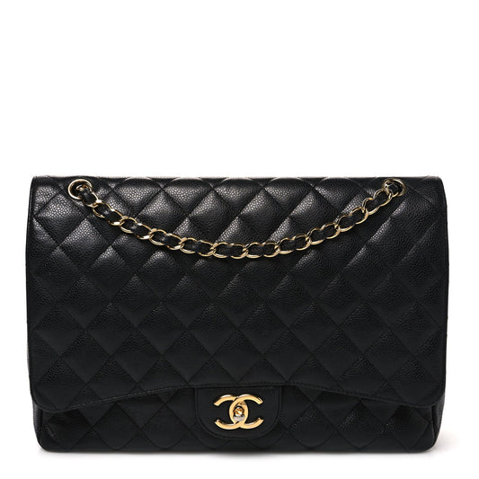Caviar Quilted Maxi Double Flap Black