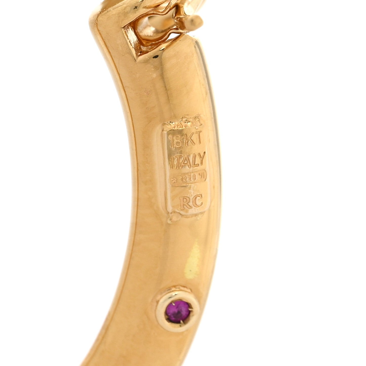 18K Yellow Gold Contoured Round Hoop Earrings