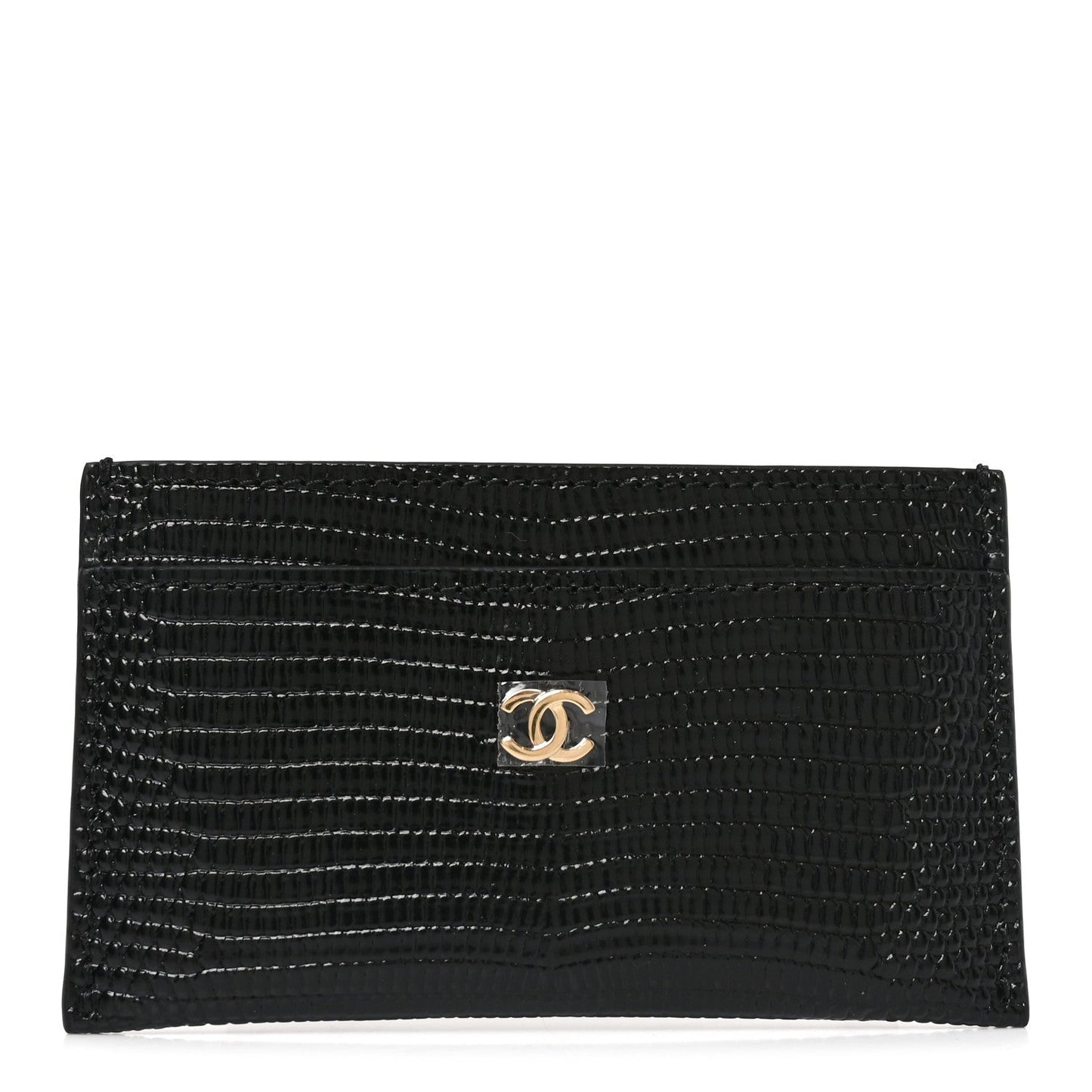 Calfskin Lizard Embossed Card Holder Black