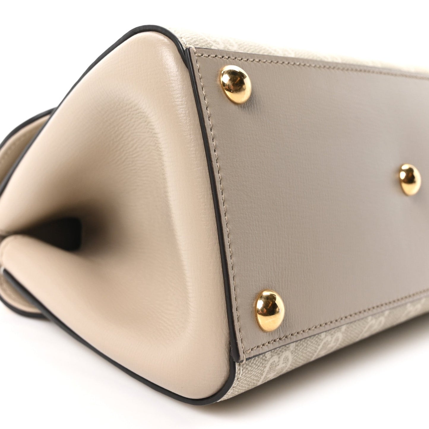 GG Supreme Monogram Azalea Calfskin Mini Horsebit 1955 Top Handle Flap Bag Beige Mystic White Oatmeal