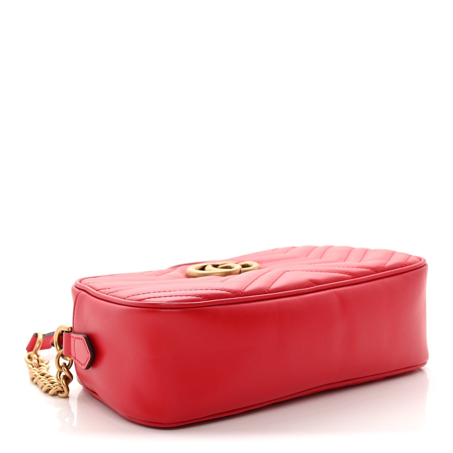 Calfskin Matelasse Small GG Marmont Chain Shoulder Bag Hibiscus Red