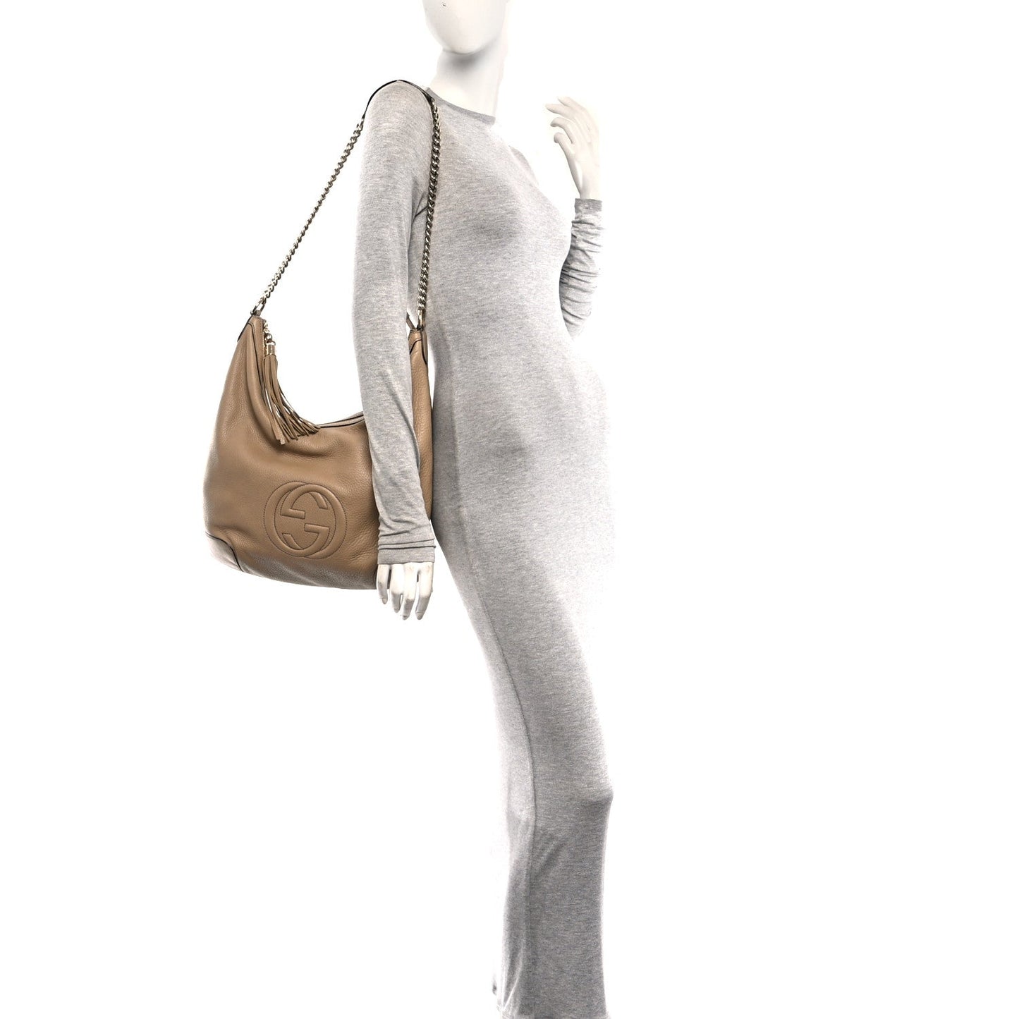 Pebbled Calfskin Medium Soho Chain Hobo Camelia