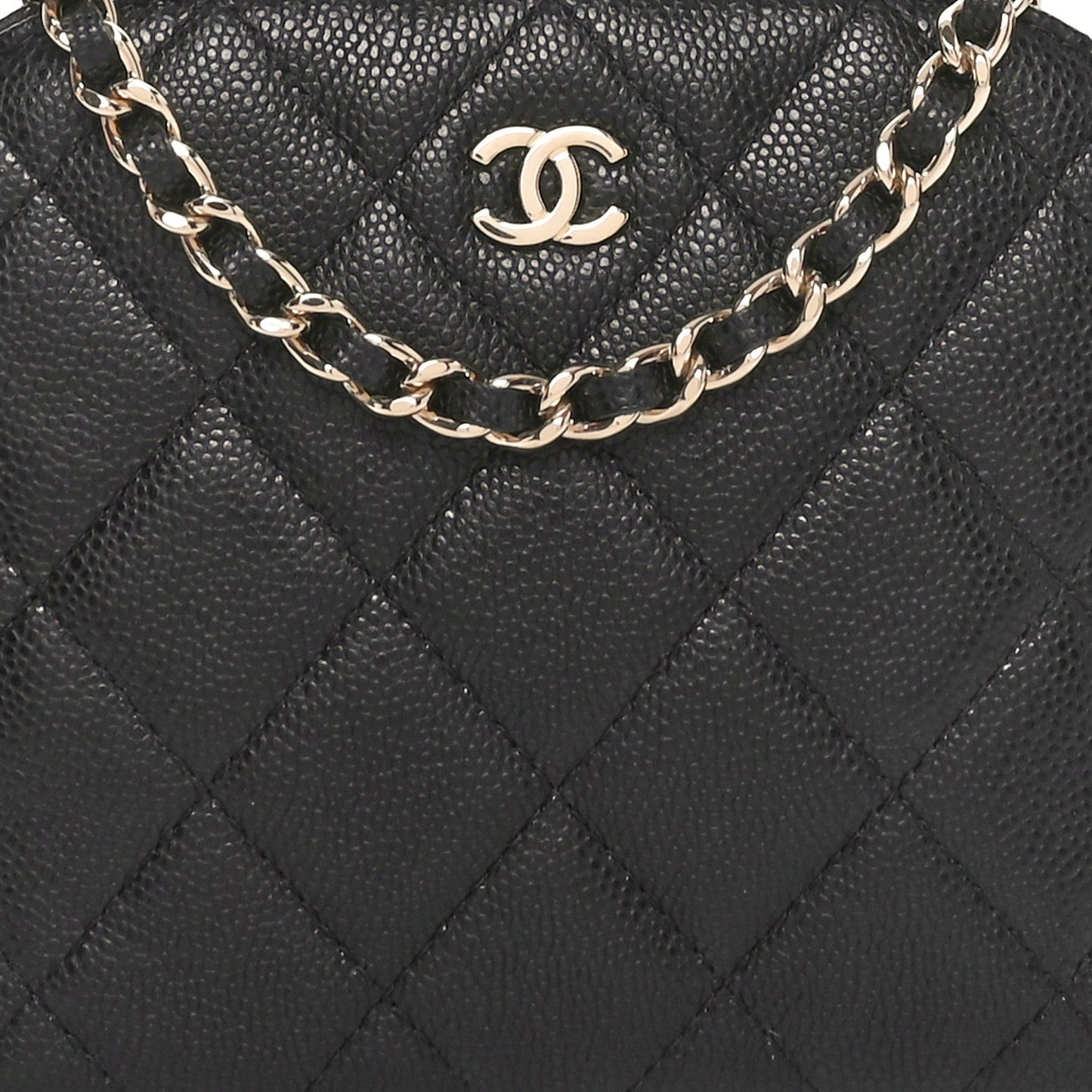 Caviar Quilted Mini Classic Clutch With Chain Black