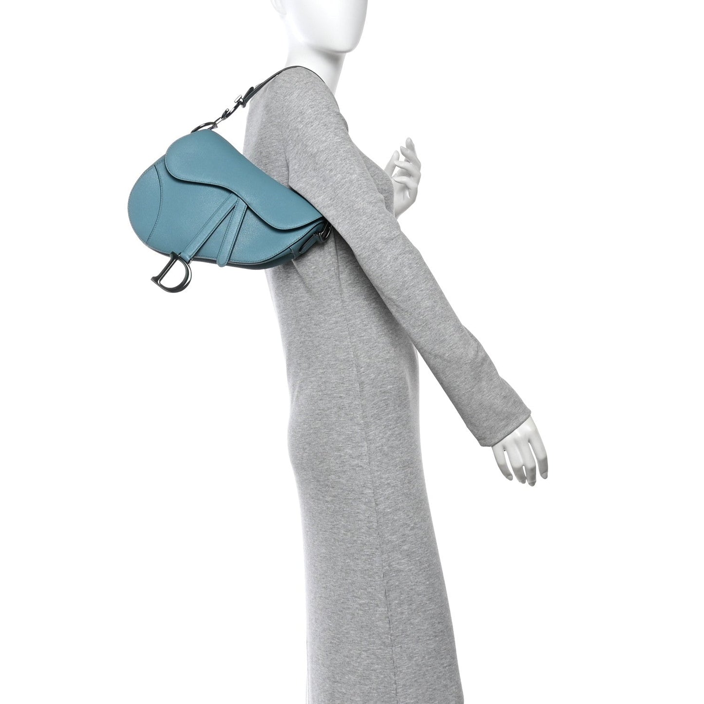 Grained Calfskin Saddle Bag Azure Blue