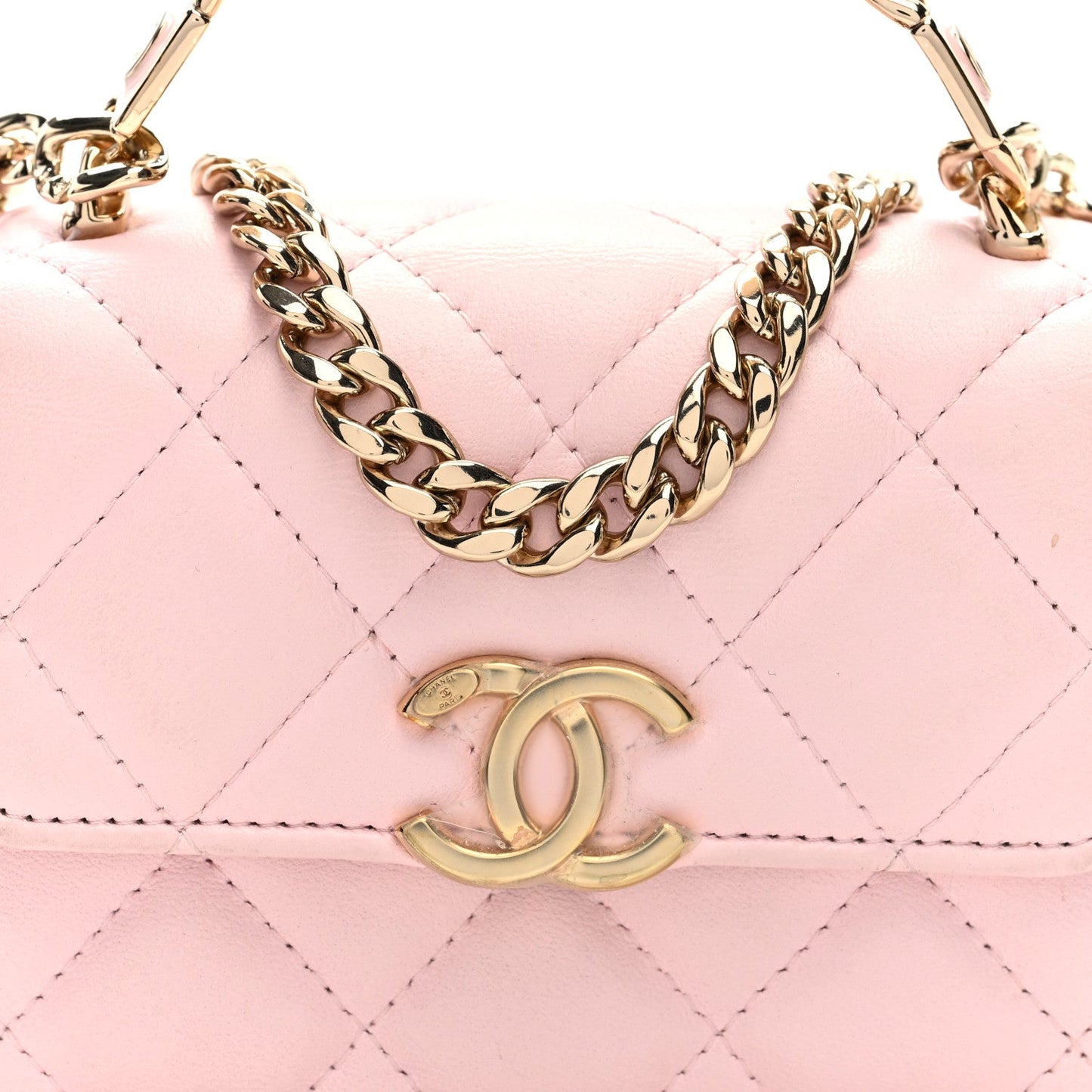 Lambskin Quilted Pick Me Up Clutch With Chain Pink