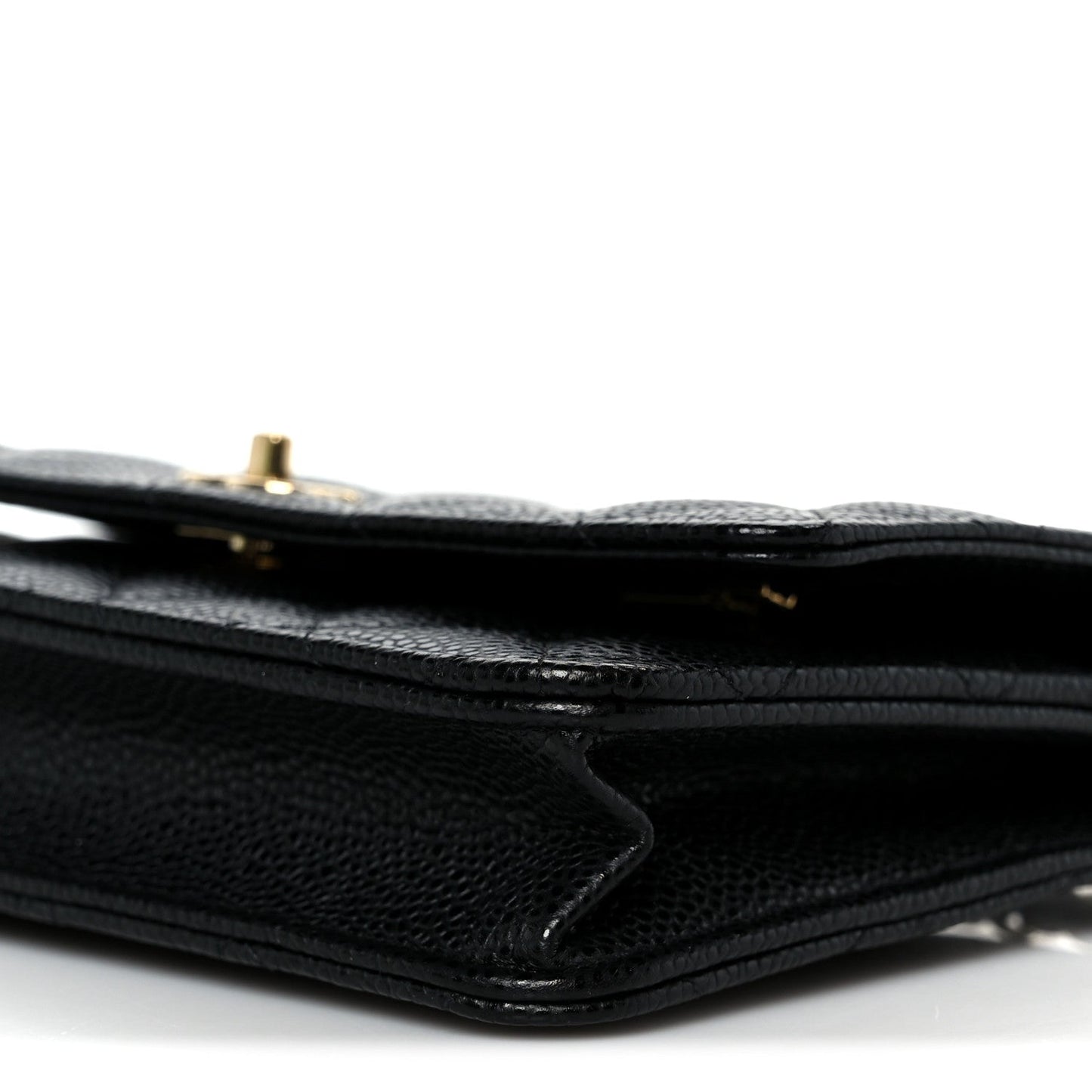 Caviar Quilted CC Turnlock Wallet On Chain WOC Black