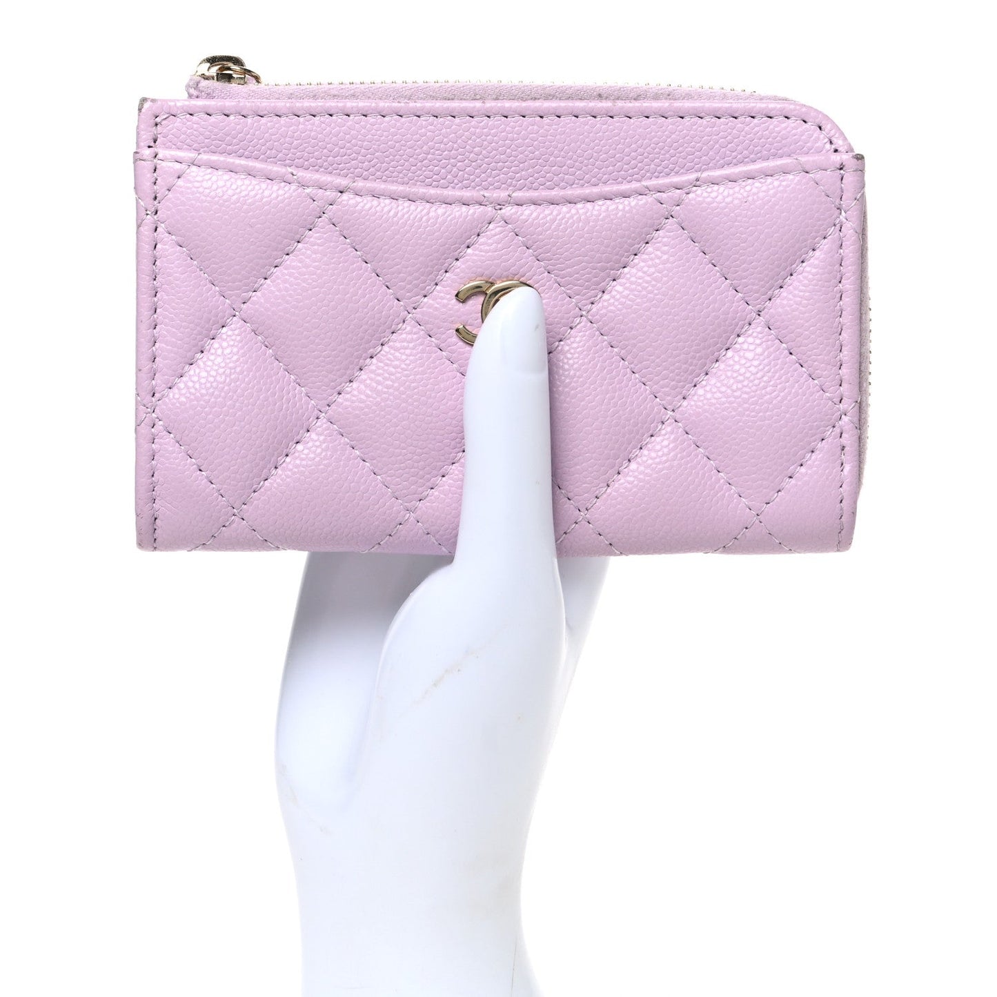 Caviar Quilted CC Zip Around Card Holder Light Pink Light Pink