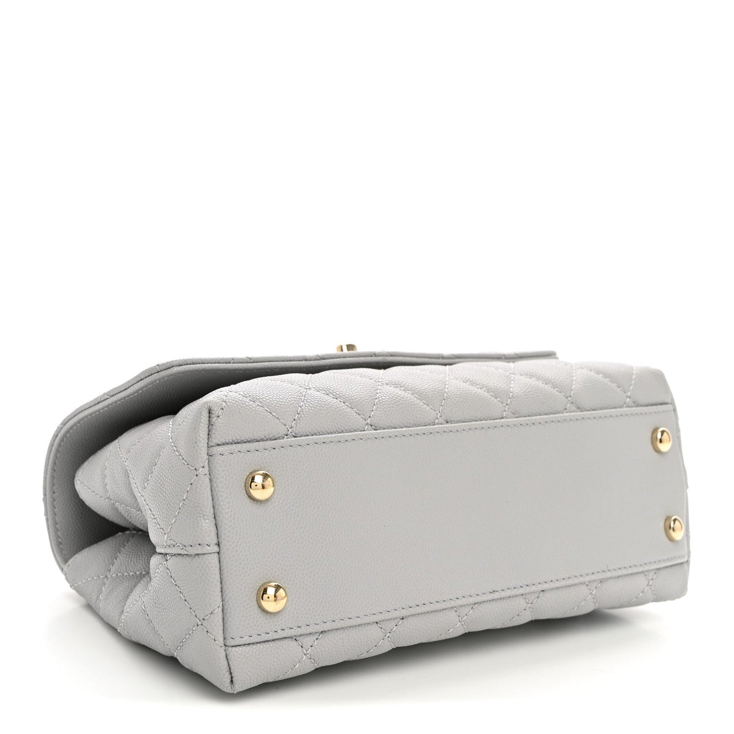 Caviar Quilted Mini Coco Handle Flap Light Grey