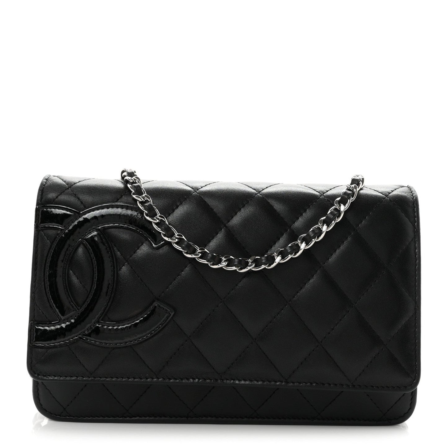 Calfskin Quilted Cambon Wallet on Chain WOC Black
