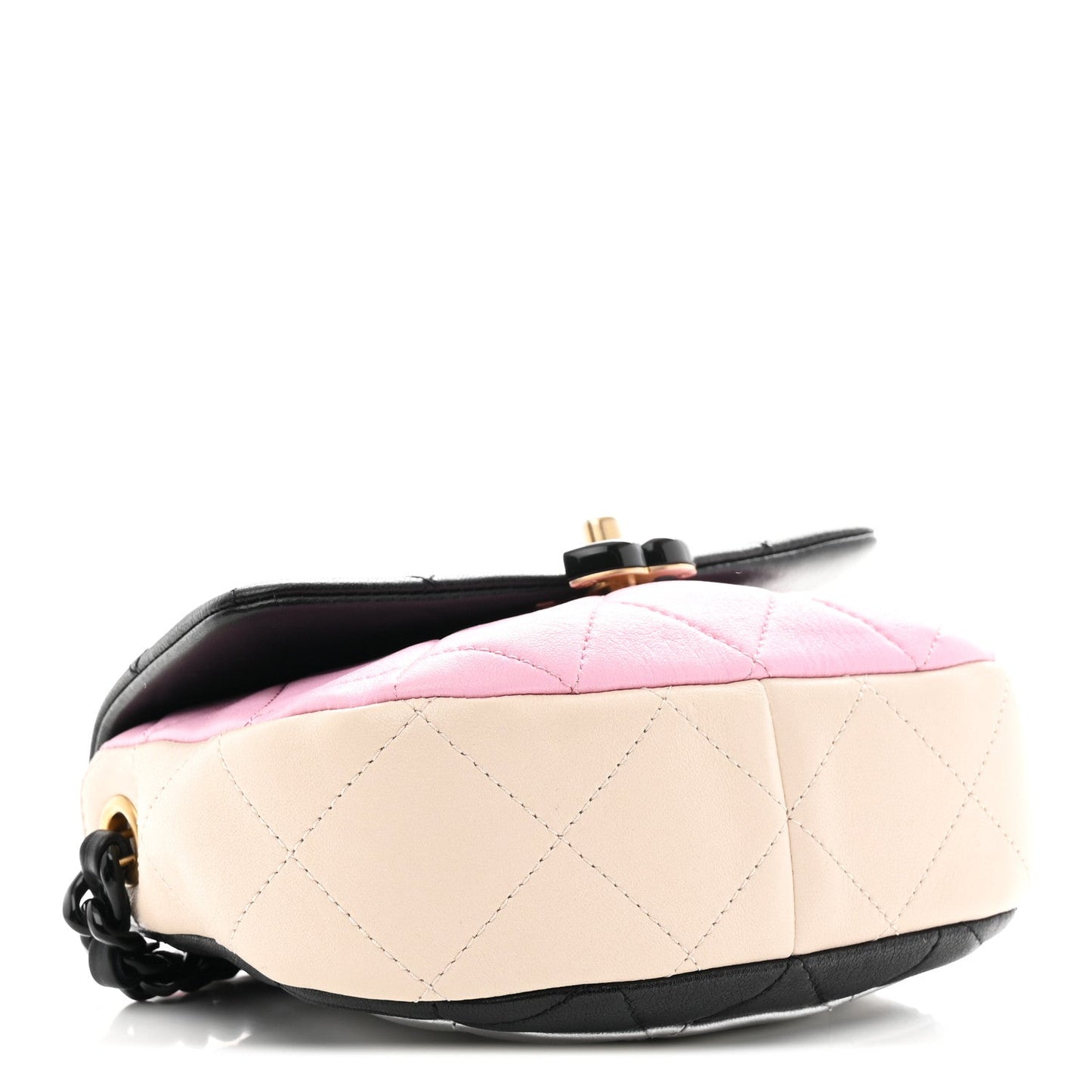 Lambskin Quilted Mini Lacquered Chain Flap Black Pink Beige Silver