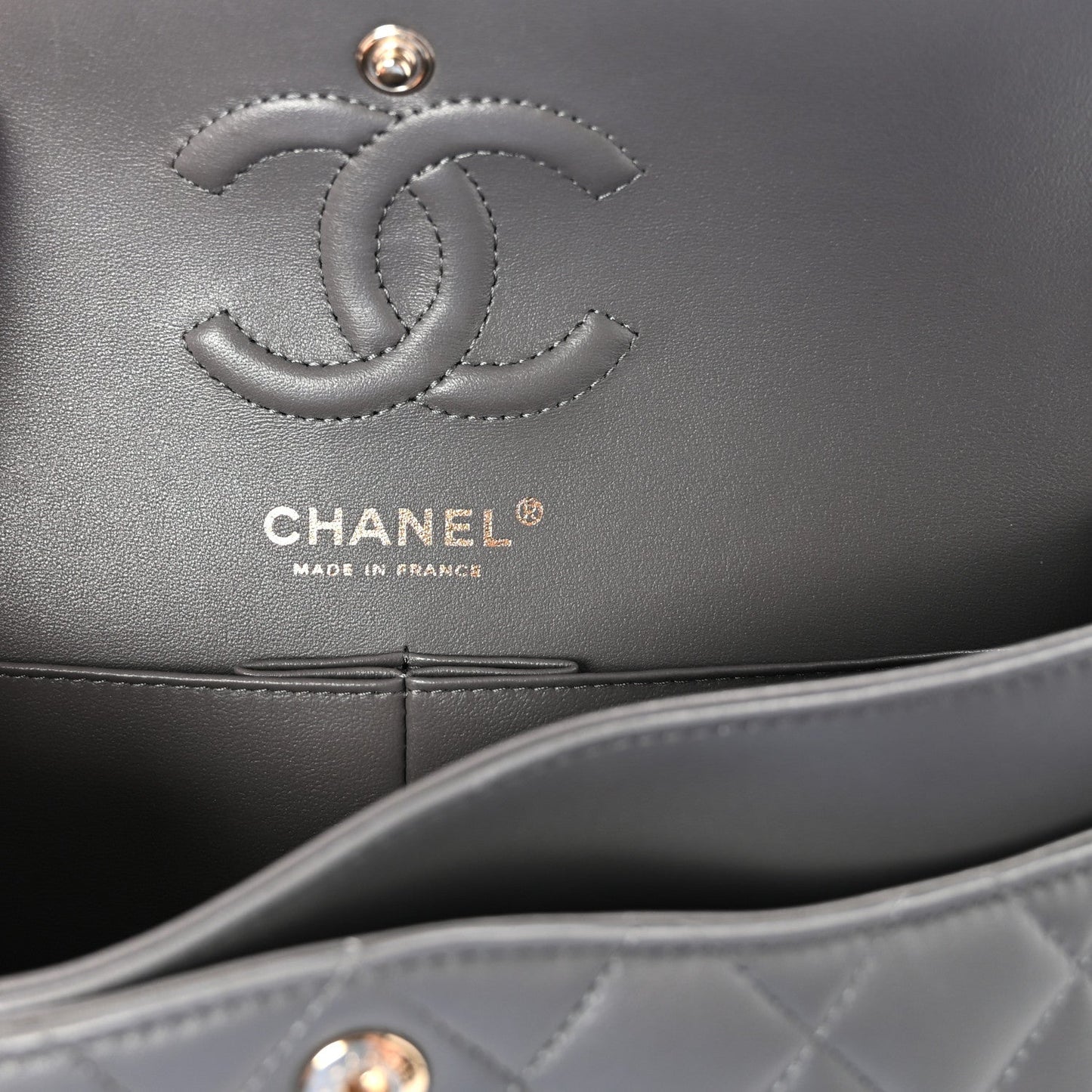 Lambskin Quilted Small Double Flap Grey