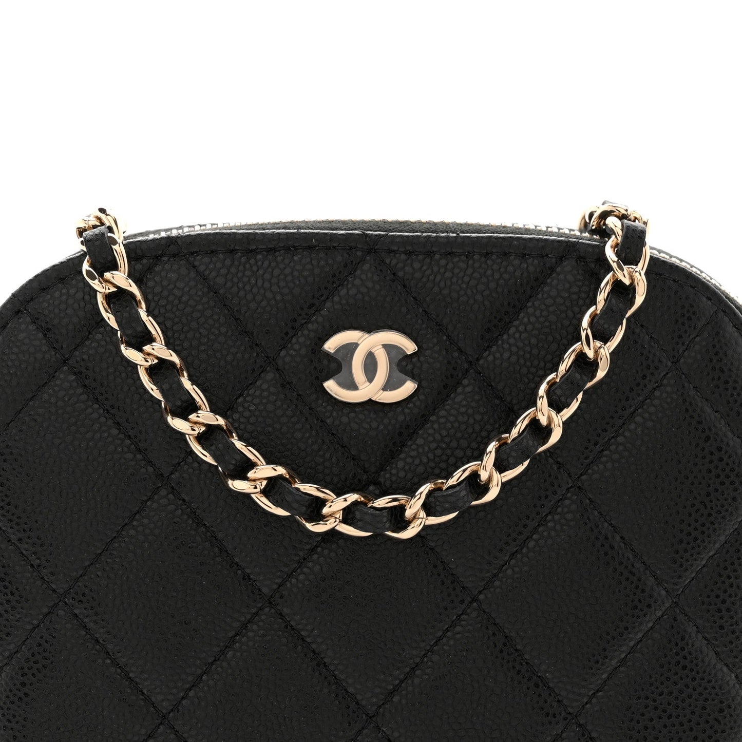Caviar Quilted Mini Classic Clutch With Chain Black