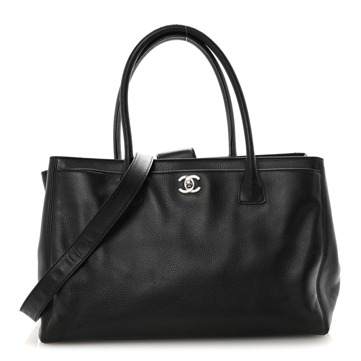 Calfskin Cerf Executive Shopper Tote Black