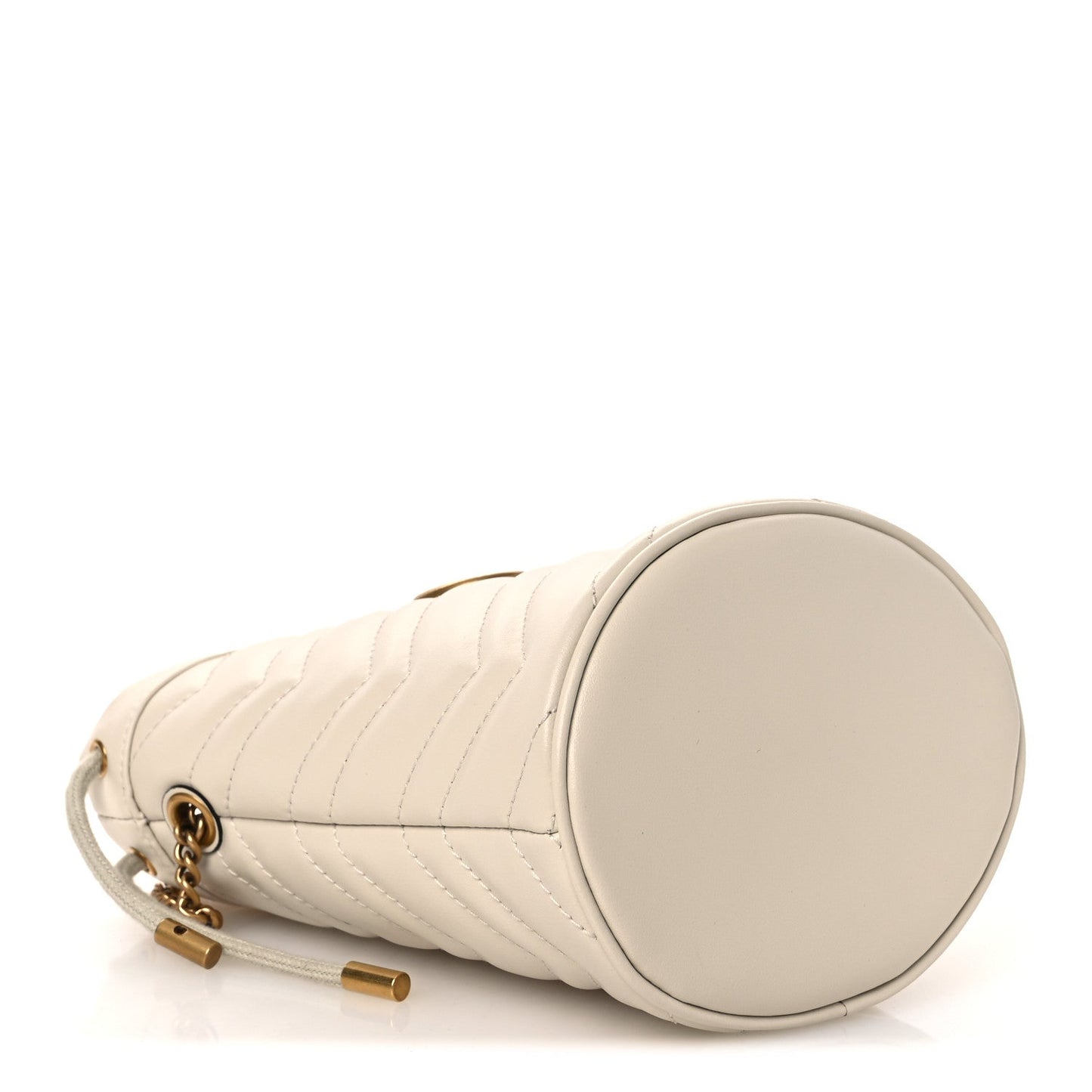 Calfskin Matelasse Mini GG Marmont 2.0 Bucket Bag White
