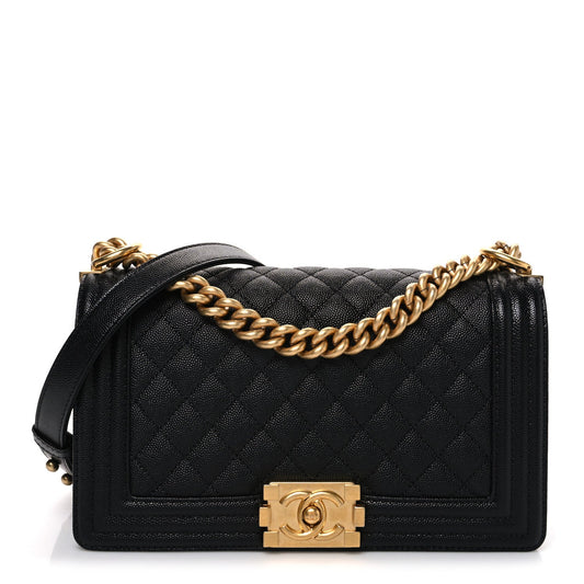 Caviar Quilted Medium Boy Flap Black